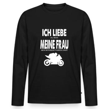 Ich liebe meine Frau - Männer Premium Bio Langarmshirt - Schwarz - Vorne - Nico (187cm)