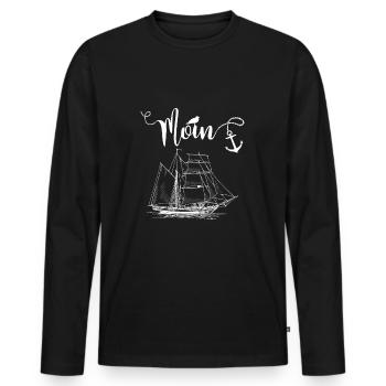 Norddeutschland Moin Schiff - Männer Premium Bio Langarmshirt - Schwarz - Vorne - Nico (187cm)