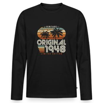 Original 1948 vintage birthday retro gift - Men's Premium Organic Long Sleeve Shirt - black - Front - Nico (187cm)