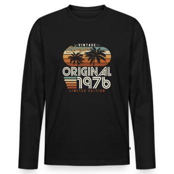 Original 1976 vintage birthday retro gift - Men's Premium Organic Long Sleeve Shirt - black - Front - Nico (187cm)