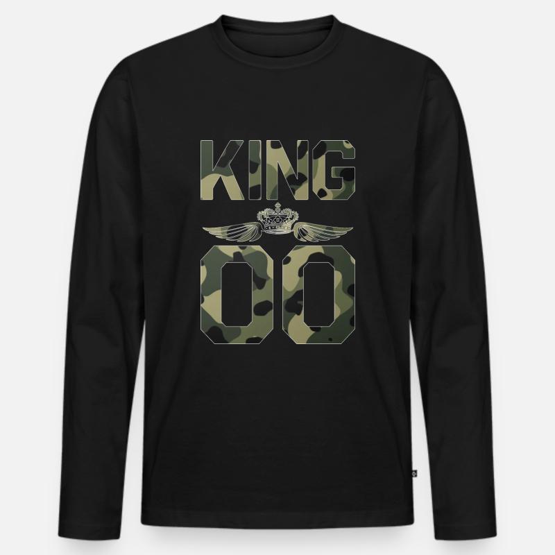 King - Queen Geschenk Geschenkidee - Männer Premium Bio Langarmshirt - Schwarz