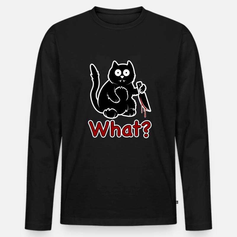 cat what? - Männer Premium Bio Langarmshirt - Schwarz