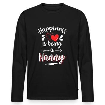Bonheur Joie Optimisme - T-shirt manches longues Premium bio Homme - noir - Devant - Nico (187cm)