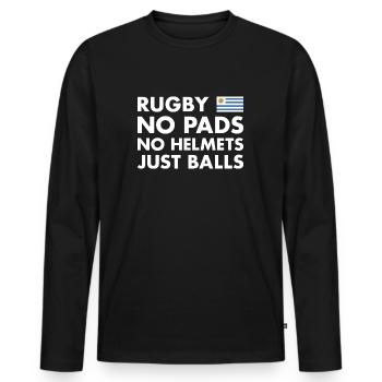Rugby Pas de coussinets Pas de casques Juste des ballons Uruguay Rugby - T-shirt manches longues Premium bio Homme - noir - Devant - Nico (187cm)