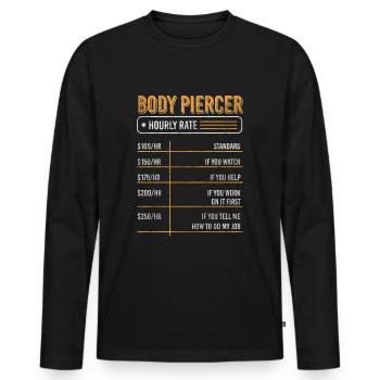 Piercing needle - Men's Premium Organic Long Sleeve Shirt - black - Front - Nico (187cm)