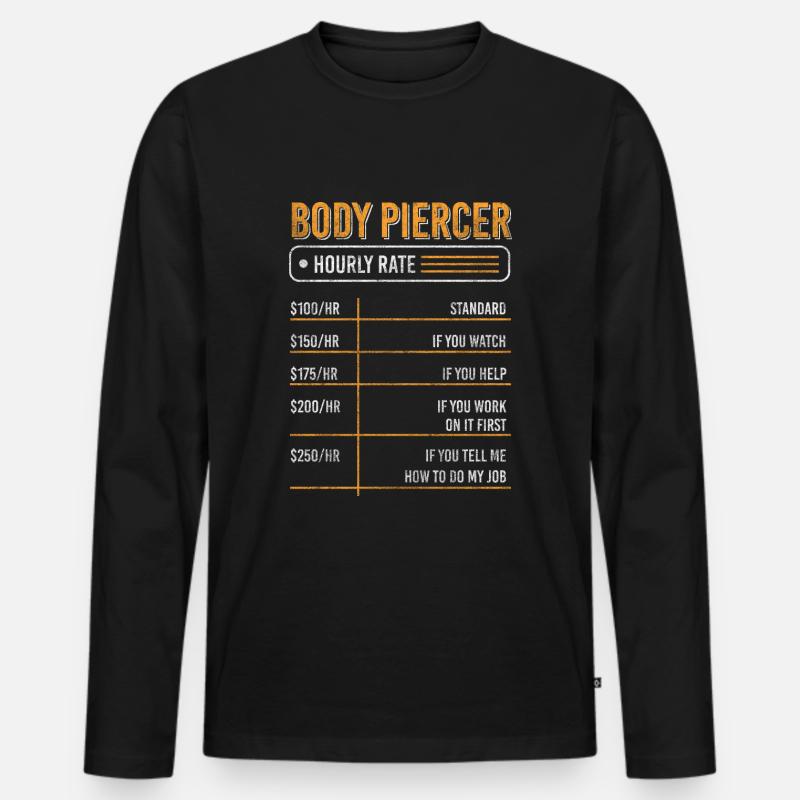 Piercing Nadel - Männer Premium Bio Langarmshirt - Schwarz