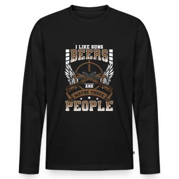 Waffe Waffen Schütze Sportschütze - Männer Premium Bio Langarmshirt - Schwarz - Vorne - Nico (187cm)