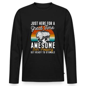 Bar Hopping Alcool Enterrement de vie de garçon - T-shirt manches longues Premium bio Homme - noir - Devant - Nico (187cm)
