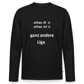 bayerisch, lustig, selbstbewußt - Männer Premium Bio Langarmshirt - Schwarz - Vorne - Nico (187cm)