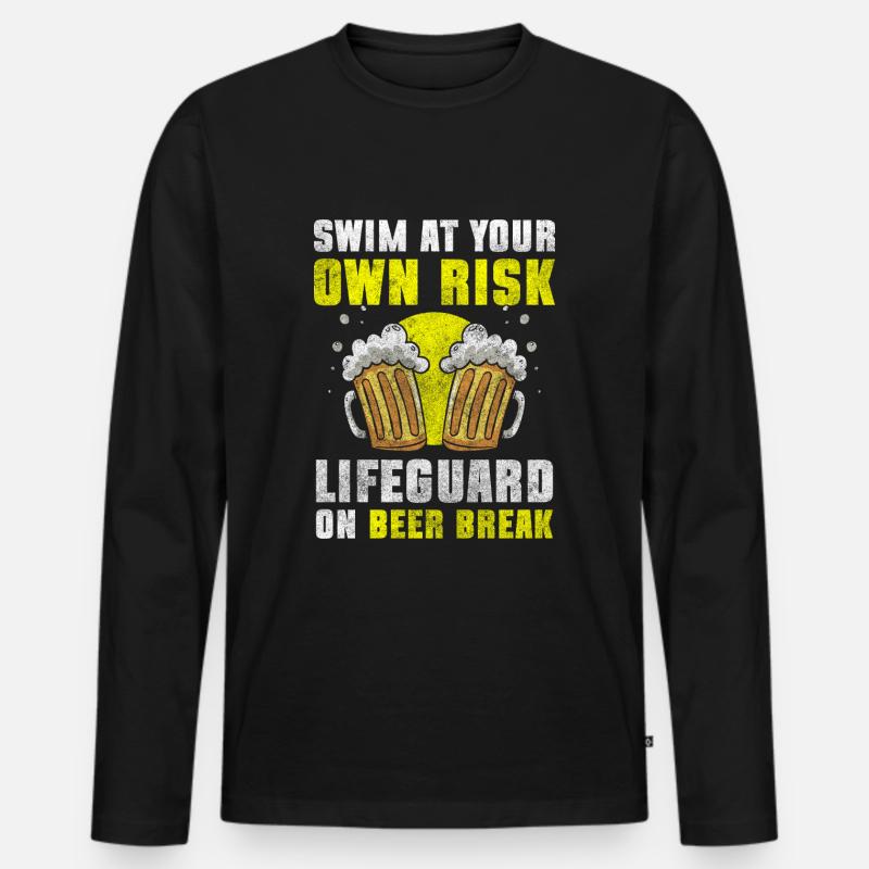 Schwimmer Hobby Rettung - Männer Premium Bio Langarmshirt - Schwarz