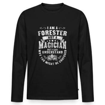 Forester Forestry Company Forester Hunting - Men's Premium Organic Long Sleeve Shirt - black - Front - Nico (187cm)