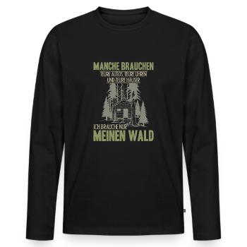 Waldmensch Wald Naturliebhaber - Männer Premium Bio Langarmshirt - Schwarz - Vorne - Nico (187cm)