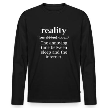 Realität Substantiv - Männer Premium Bio Langarmshirt - Schwarz - Vorne - Nico (187cm)