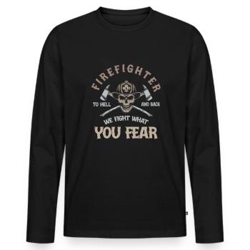 Feuerwehrmann Feuerwehr & Sprüche - Männer Premium Bio Langarmshirt - Schwarz - Vorne - Nico (187cm)