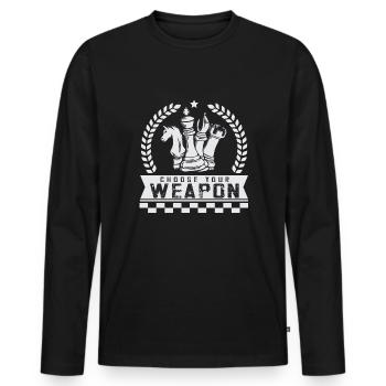 Lusitger Schachspieler Spruch I Schach - Männer Premium Bio Langarmshirt - Schwarz - Vorne - Nico (187cm)