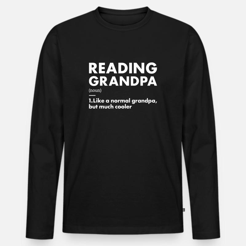 Reader Grandpa Definition Reading - Männer Premium Bio Langarmshirt - Schwarz