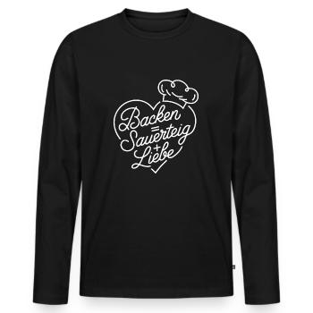 Backen mit Sauerteig und Liebe - Männer Premium Bio Langarmshirt - Schwarz - Vorne - Nico (187cm)
