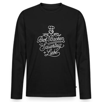 Backen mit Sauerteig und Liebe - Männer Premium Bio Langarmshirt - Schwarz - Vorne - Nico (187cm)