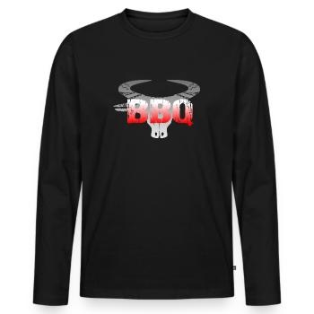 BBQ - Männer Premium Bio Langarmshirt - Schwarz - Vorne - Nico (187cm)
