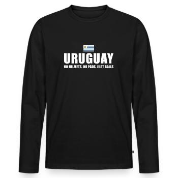 Pas de casques pas de coussinets juste des ballons Uruguay Rugby - T-shirt manches longues Premium bio Homme - noir - Devant - Nico (187cm)
