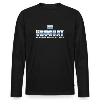 Pas de casques pas de coussinets juste des ballons Uruguay Rugby - T-shirt manches longues Premium bio Homme - noir - Devant - Nico (187cm)