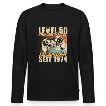 50th Birthday Gamer Born 1974 - Men's Premium Organic Long Sleeve Shirt - black - Front - Nico (187cm)