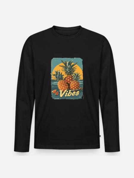 Ananas-Sonnenbrille Obst Retro-Stil für - Männer Premium Bio Langarmshirt - Schwarz