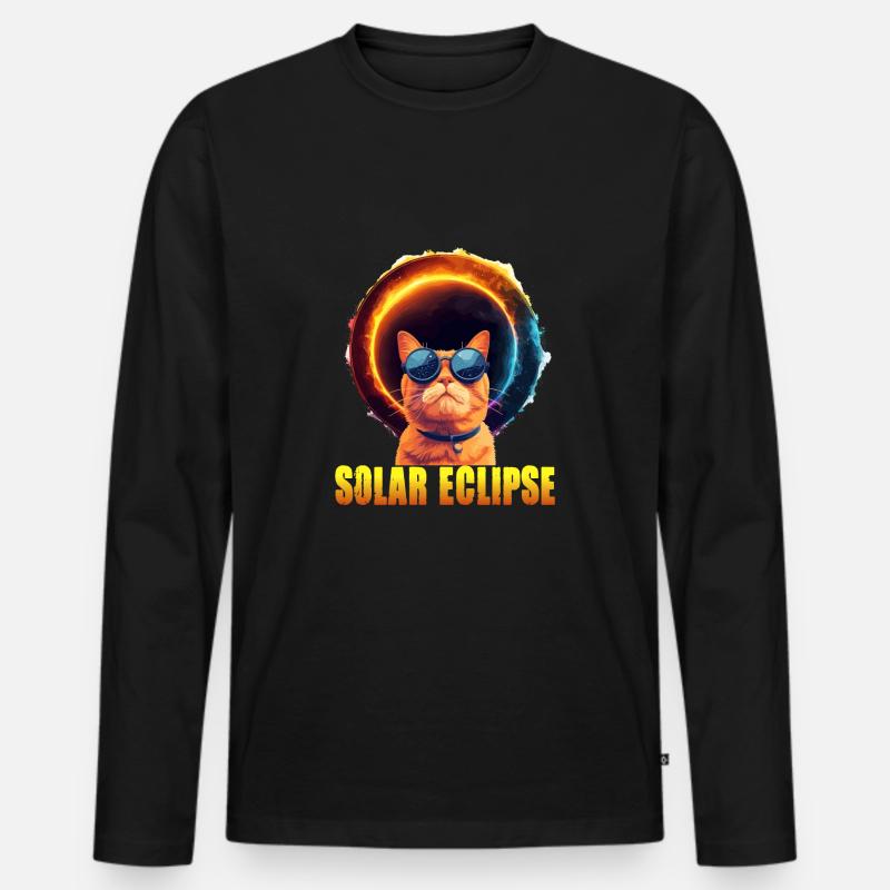 Sonnenfinsternis Katze - Männer Premium Bio Langarmshirt - Schwarz