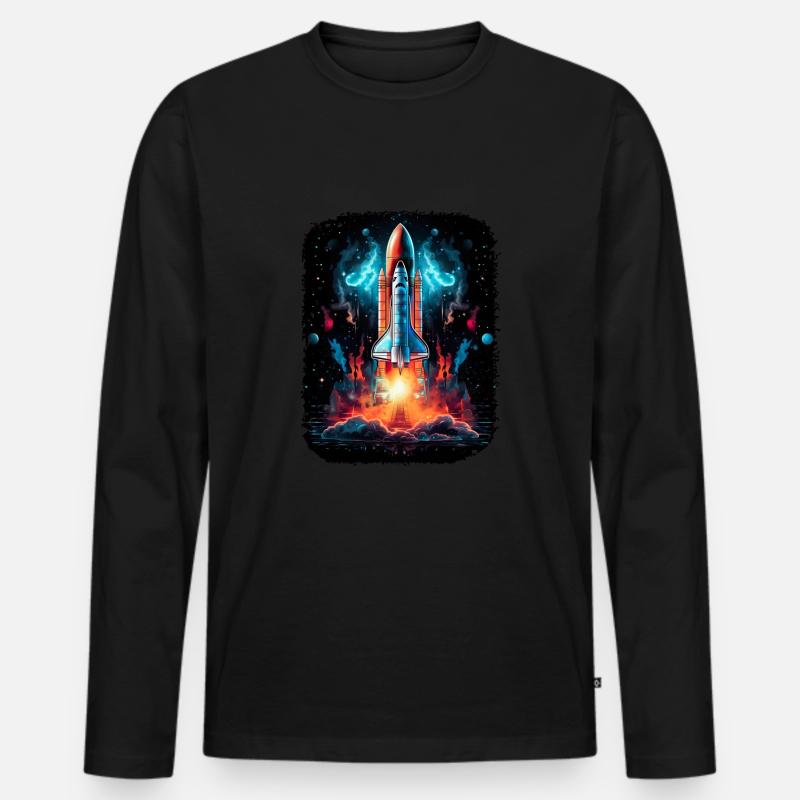 Raumschiff-Start Raketenschiff - Männer Premium Bio Langarmshirt - Schwarz