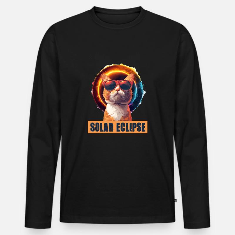 Sonnenfinsternis Katze - Männer Premium Bio Langarmshirt - Schwarz