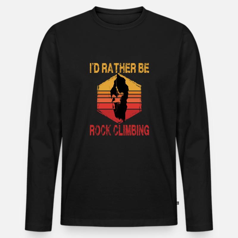 I'D Rather Be Rock Climbing - Männer Premium Bio Langarmshirt - Schwarz