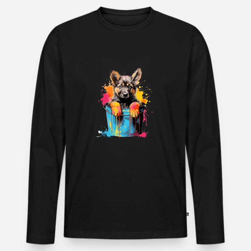Deutscher Schäferhund Hund Hunderasse - Männer Premium Bio Langarmshirt - Schwarz