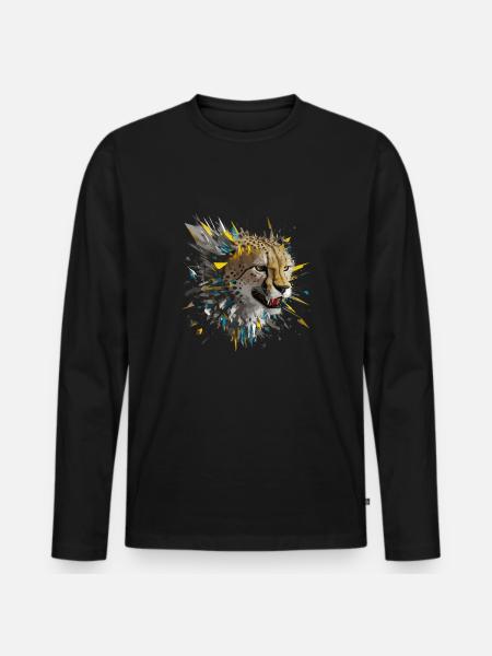 Leopard Raubkatze - Männer Premium Bio Langarmshirt - Schwarz