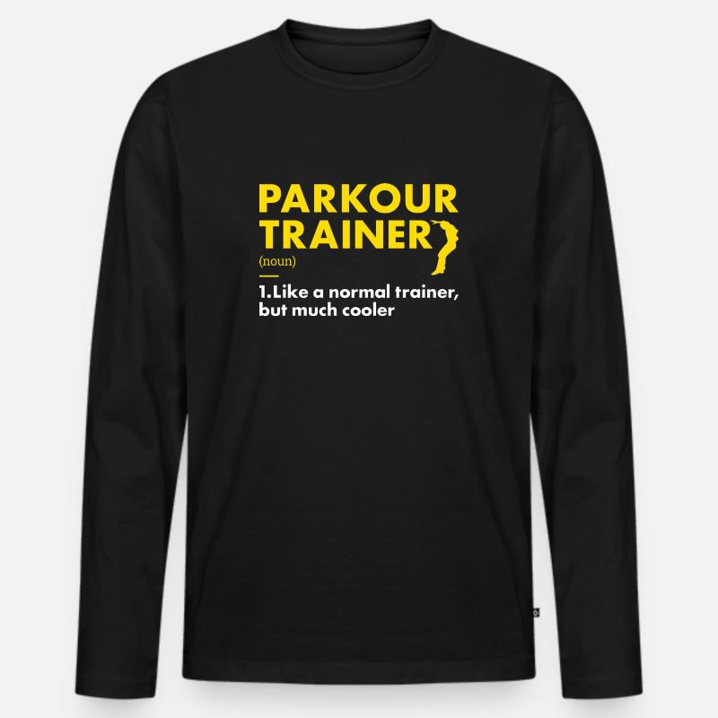 Traceur Trainer Definition Parkour - Männer Premium Bio Langarmshirt - Schwarz