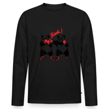 boxende Pandabären teilen aus - Männer Premium Bio Langarmshirt - Schwarz - Vorne - Nico (187cm)