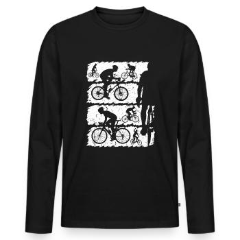 Radfahrer Silhouette Rennrad Fahrrad - Männer Premium Bio Langarmshirt - Schwarz - Vorne - Nico (187cm)