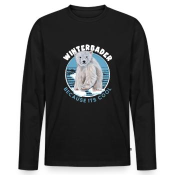 winterbader eisbader eisbär geht eisbaden - Männer Premium Bio Langarmshirt - Schwarz - Vorne - Nico (187cm)