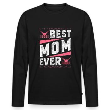 Schwimmen Best Mom Ever Swim - Männer Premium Bio Langarmshirt - Schwarz - Vorne - Nico (187cm)
