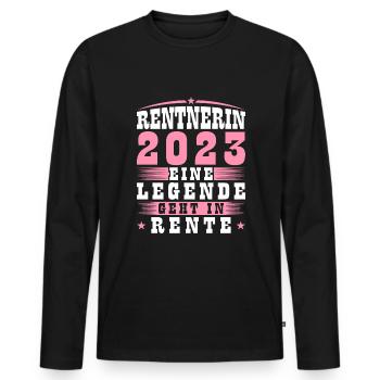 Rentnerin 2023 Eine Legende Geht In Rente - Männer Premium Bio Langarmshirt - Schwarz - Vorne - Nico (187cm)