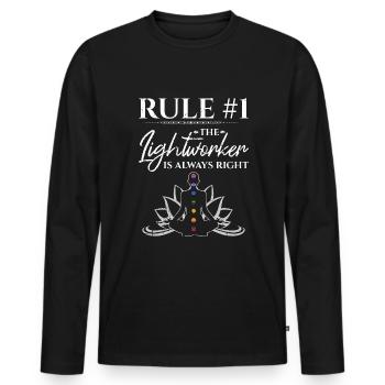 Der Lichtarbeiter hat immer Recht Reiki - Männer Premium Bio Langarmshirt - Schwarz - Vorne - Nico (187cm)