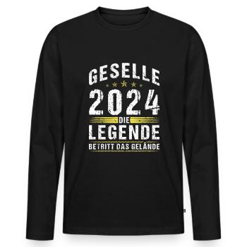 Geselle 2024 Gesellenprüfung Bestandene Ausbildung - Männer Premium Bio Langarmshirt - Schwarz - Vorne - Nico (187cm)