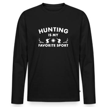 La chasse est mon sport préféré - T-shirt manches longues Premium bio Homme - noir - Devant - Nico (187cm)
