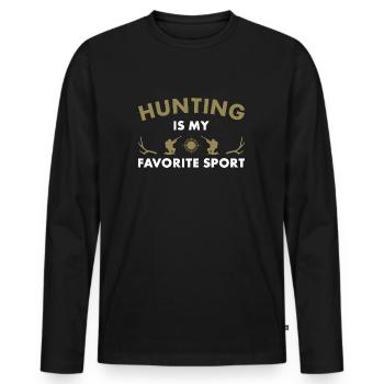 La chasse est mon sport préféré - T-shirt manches longues Premium bio Homme - noir - Devant - Nico (187cm)