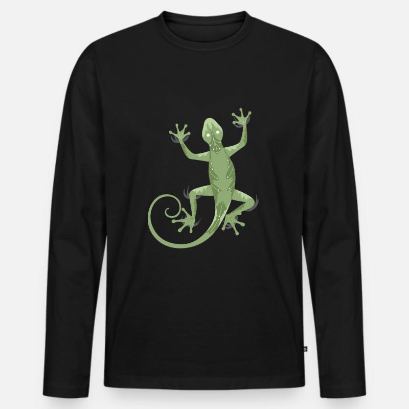 3D Gecko - Männer Premium Bio Langarmshirt - Schwarz