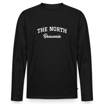 THE NORTH Beauvais - T-shirt manches longues Premium bio Homme - noir - Devant - Nico (187cm)