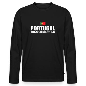No Helmets No Pads Just Balls Portugal Rugby - Men's Premium Organic Long Sleeve Shirt - black - Front - Nico (187cm)