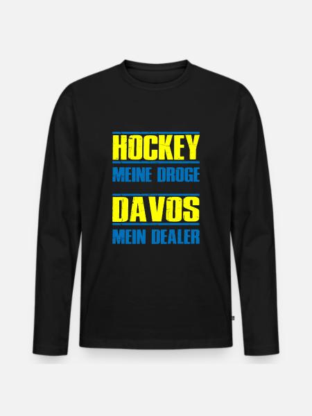 Davos - Männer Premium Bio Langarmshirt - Schwarz