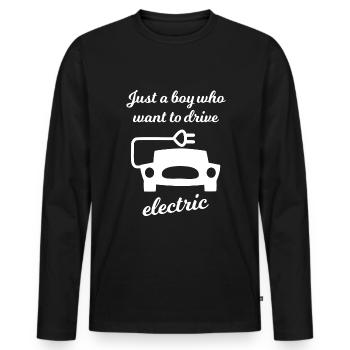 Hybride et électrique - T-shirt manches longues Premium bio Homme - noir - Devant - Nico (187cm)