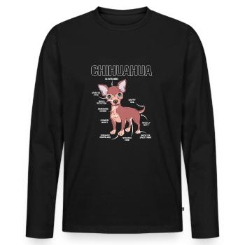 Anatomie du chihuahua - T-shirt manches longues Premium bio Homme - noir - Devant - Nico (187cm)