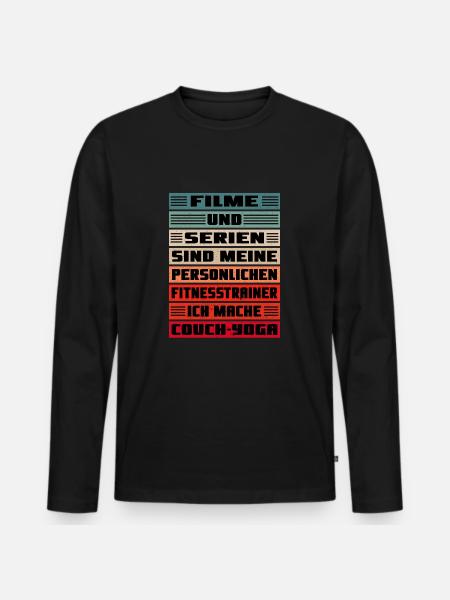 Ich mache Couch-Yoga - Männer Premium Bio Langarmshirt - Schwarz